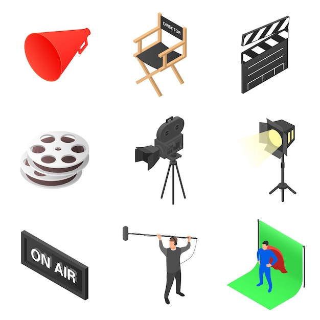 Set of icons on the theme of cinema.