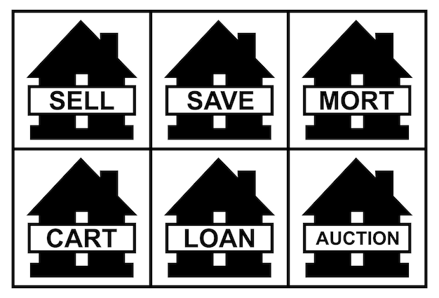 Set of icons on the theme of the sale of real estate Set of Real Estate and Building Icons Isolated