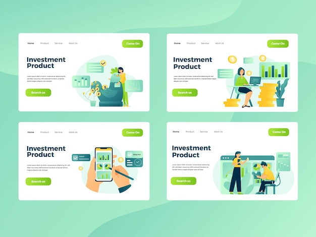 Set illustration Graphic of People with Investing & Finance activity