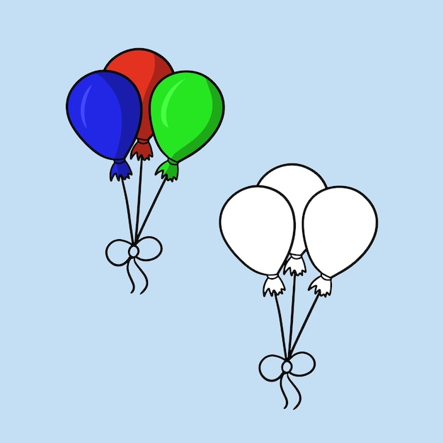 A set of images bright festive balloons on a rope vector cartoon