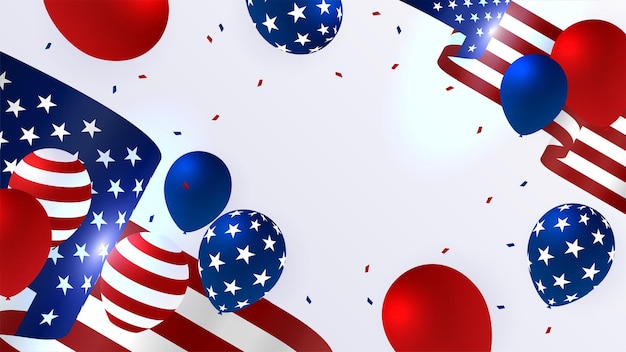 Set Of Independence day with different element American red and blue design background