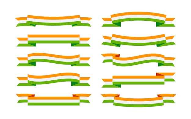 Vector set of indian flag ribbons india flag vector illustration on a white background