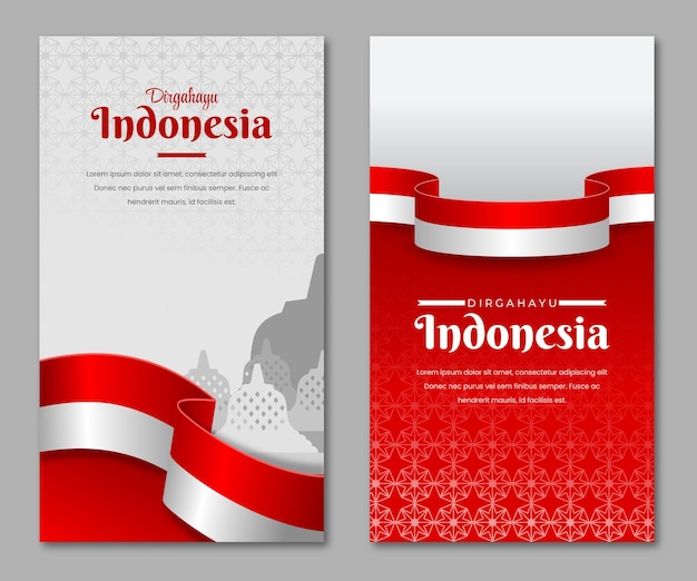 Set of Indonesian Independence day social media story