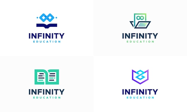 Set of Infinity Education logo designs concept vector, Loop and Book Education logo designs symbol