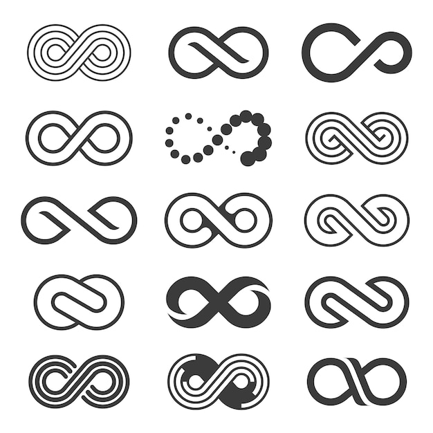 Set of infinity loop logo icon. Unlimited, endless symbol.