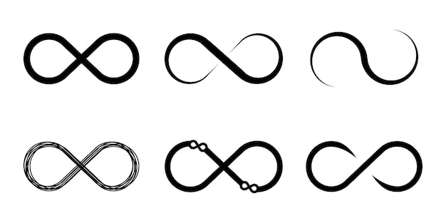 Vector set of infinity symbol. black endless signs. abstract infinity vector icons.