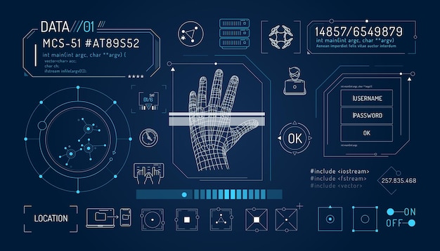 Set of infographic elements about computer security