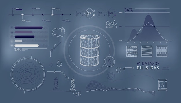 Set of infographic elements about oil exploration and production