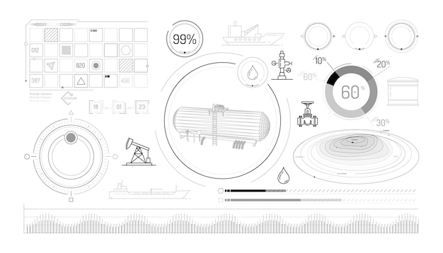 Vector set of infographic elements about oil storage and transportation