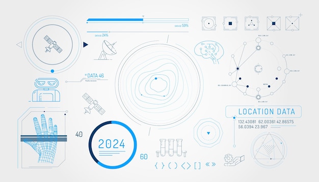 Set of infographic elements about satellite internet and ai