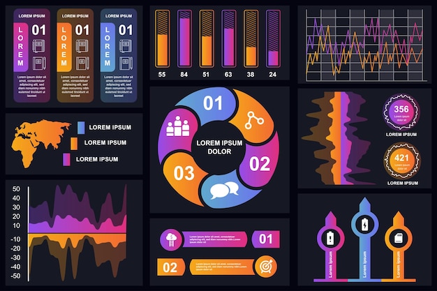 Set of infographic elements data visualization vector design template Can be used for steps options business process workflow diagram flowchart concept timeline marketing icons info graphics