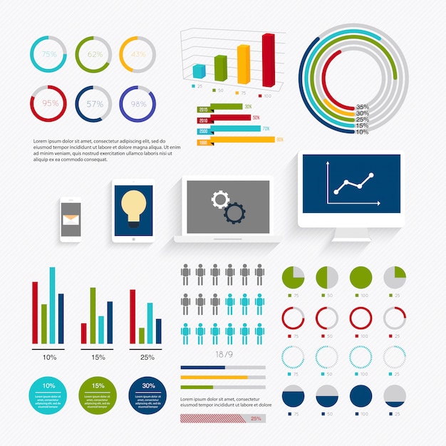 Set of infographics elements in modern flat business style.