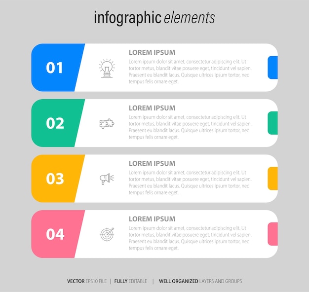 Vector set of infographics elements in modern flat business style