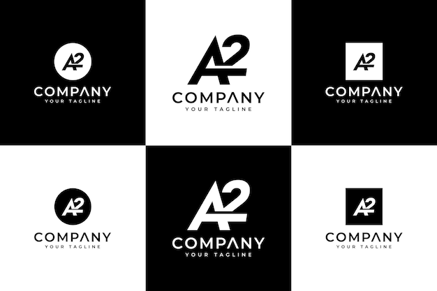 Vector set of initial a2 logo creative design for all uses