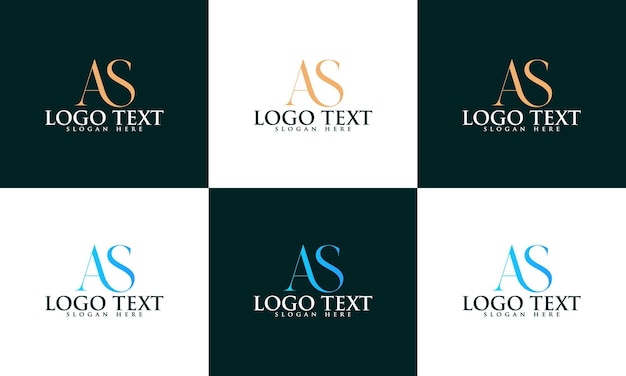 Set of initial letter as logo. Collection of as logo templates. Flat as logo templates collection.