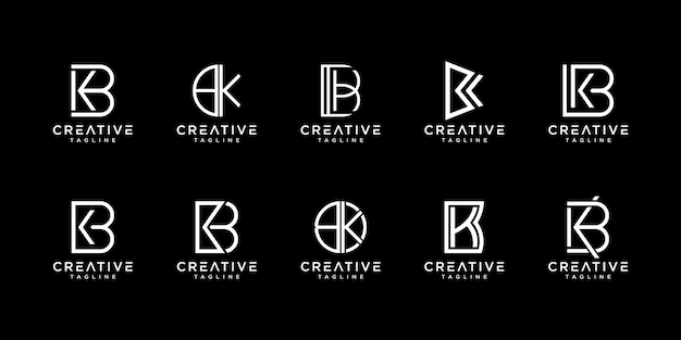 Set of initial letter BK logo vector design