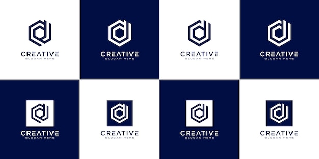 Set of initial letter D abstract logo vector template