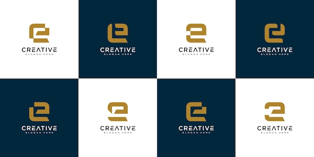 Set of initial letter E logo design 