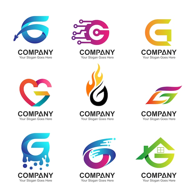 set of initial letter g logo design