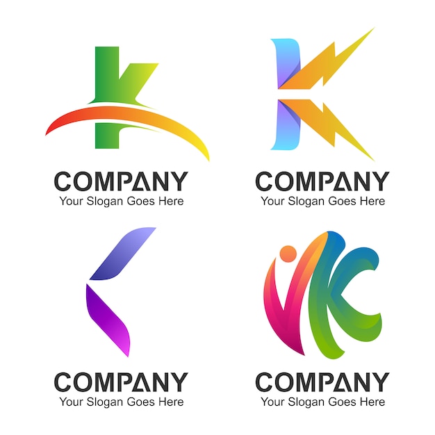 set of initial letter K logo