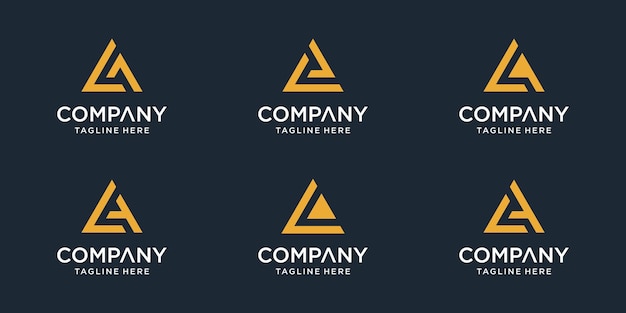 Set of initial letter la logo template. icons for business of sport, automotive, simple. Vector