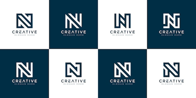 Set of initial letter N abstract logo vector template