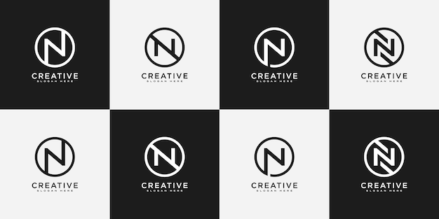 Set of initial letter N abstract logo vector template