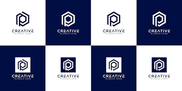 Set of initial letter P logo design vector