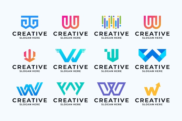 Set of Initial letter W logo design inspiration