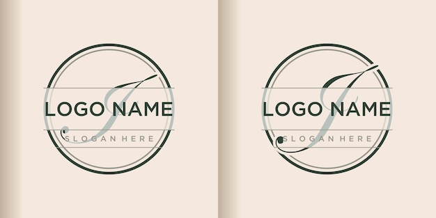 Set initial logo design template I J