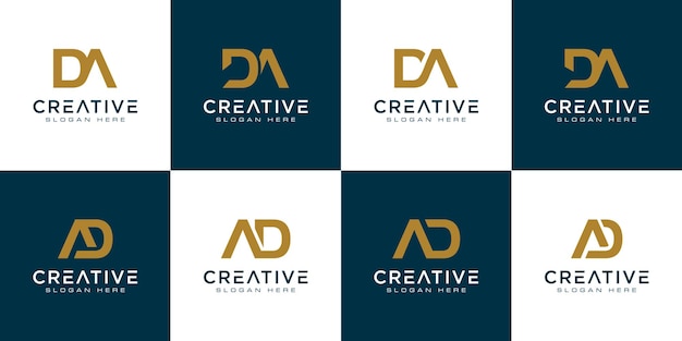 Set of initials letter D and A abstract logo