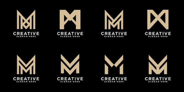 Set of initials letter M abstract logo vector design