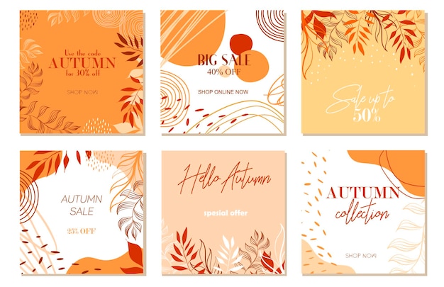 Set of instagram post frame templates.Vector cover.