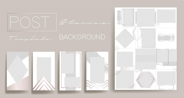 Set of instagram stories post frame templates