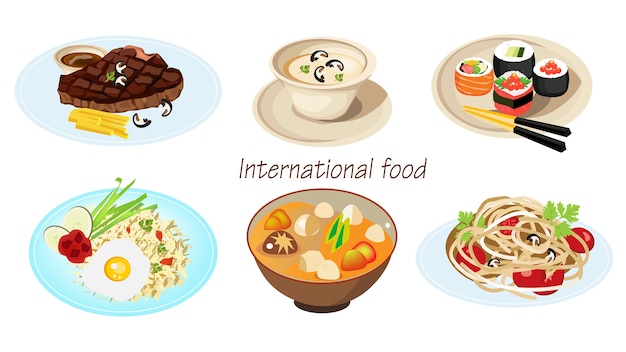 A set of international dishes.