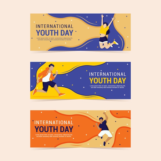 Vector set of international youth day festivity banners illustration vector