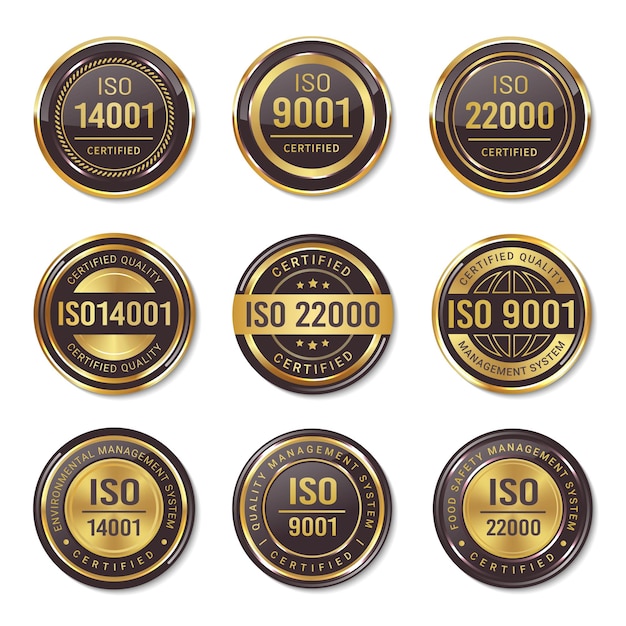 Set of ISO certification seal badges