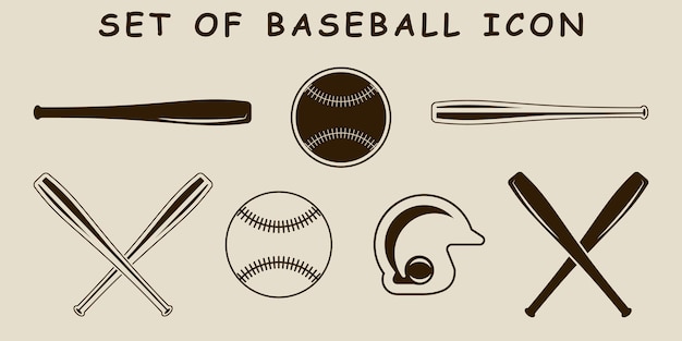 set of isolated baseball icon vector illustration template graphic design bundle collection of various sport sign or symbol for team or tournament concept