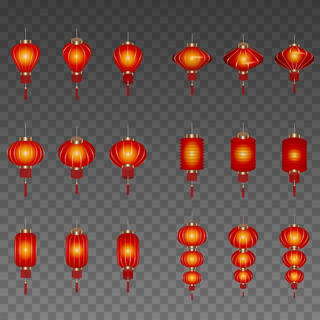 Set of isolated chinese lanterns