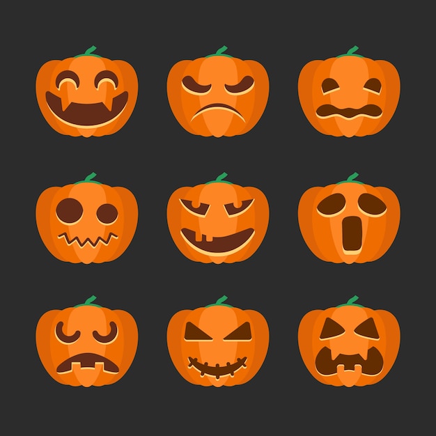 Set of isolated halloween pumpkin icon