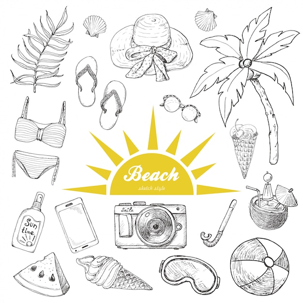 Vector set of isolated summer objects 