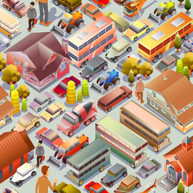 Set of isometric 3d cityscape with buildings