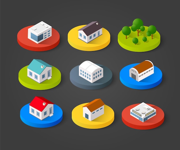 Set of isometric 3D