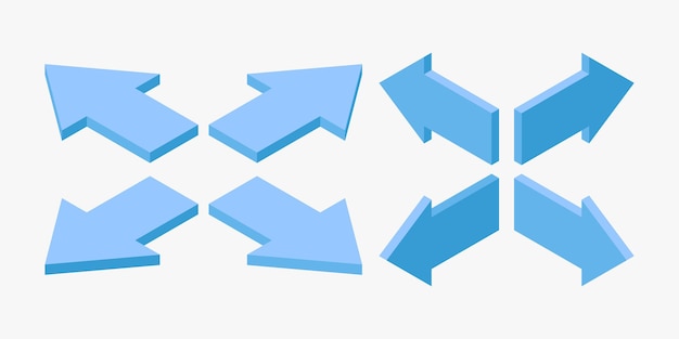 Set of isometric blue arrows for navigation concept vector illustration