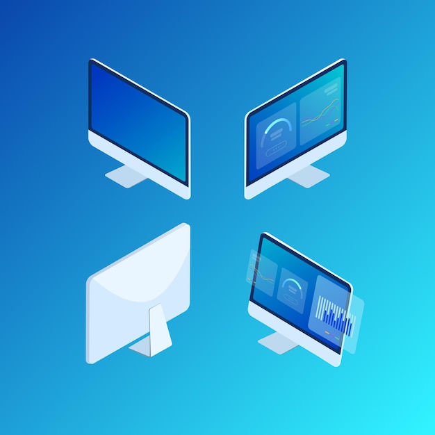 Set of Isometric Desktop Premium Vector