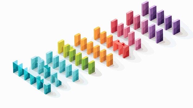 Vector set of isometric geometric dividers on white background