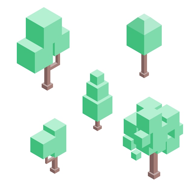 Set of isometric trees. Isolated vector.