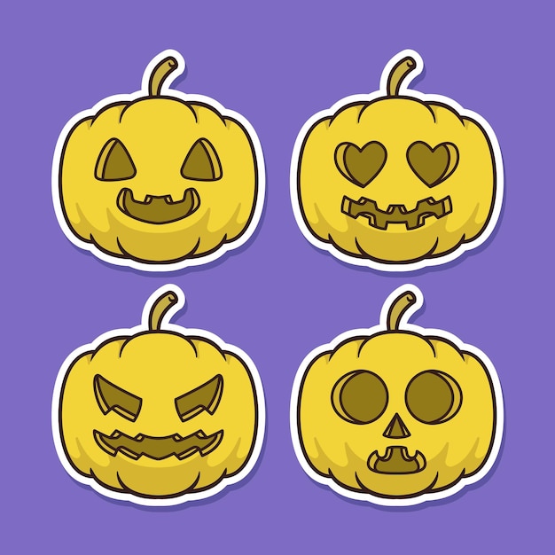 Set of jack o lantern with different expression