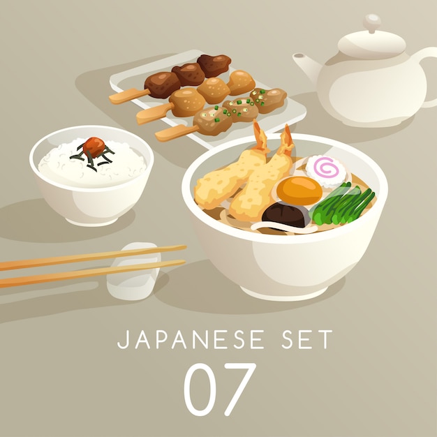 Set of Japanese Food Illustration