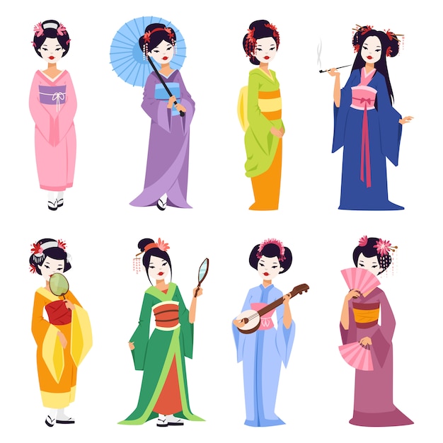  set of Japanese geisha girls.